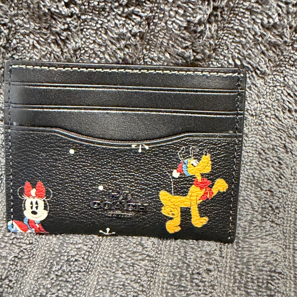 Disney x Coach Slim ID Card Case with Holiday Print -NWOT